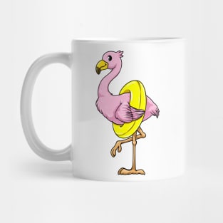 Flamingo at Swimming with Swim ring Mug